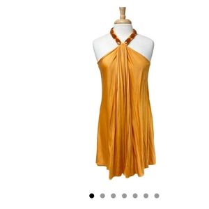 BADGLEY MISCHKA Jeweled Neck Silk Dress